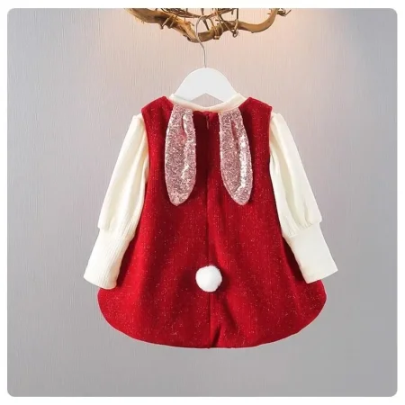 فستان ارنوب احمر مع بلوز