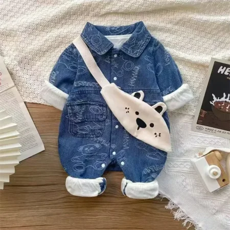 افرهول جينز مع شنطة cute cat