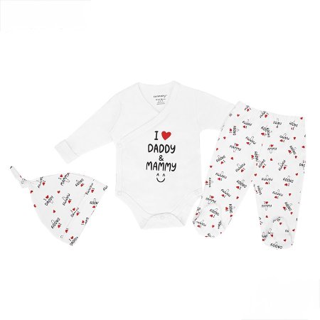 طقم بيبي 3 قطع i love daddy +mommy