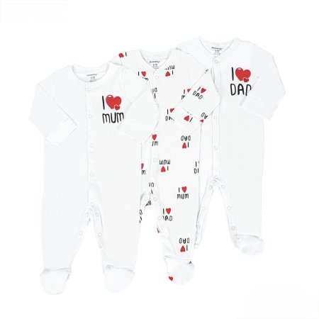 طقم 3 أفرهولات قطن love dad+mom