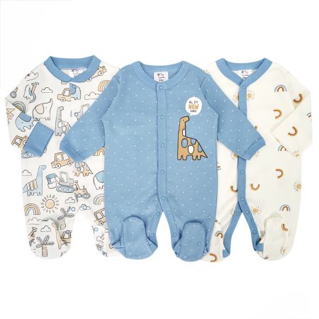 طقم 3 أفرهولات قطن ديناصورات