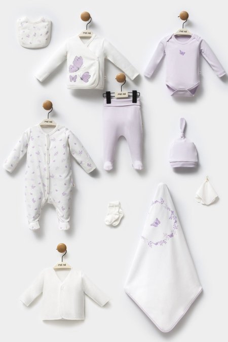 طقم استقبال بيبي 10 قطع فراشة butterfly