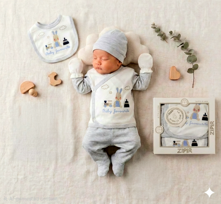 بوكس طقم بيبي 5 قطع ارنب