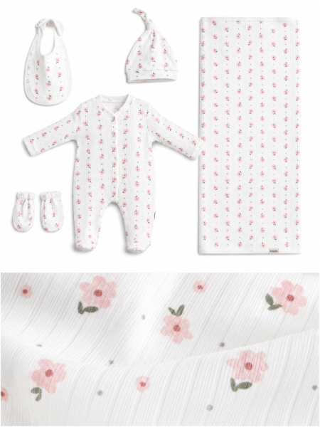 طقم افرهول 5 قطع pink flower