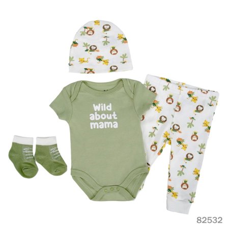 طقم عملي 4 قطع فستقي wild mama