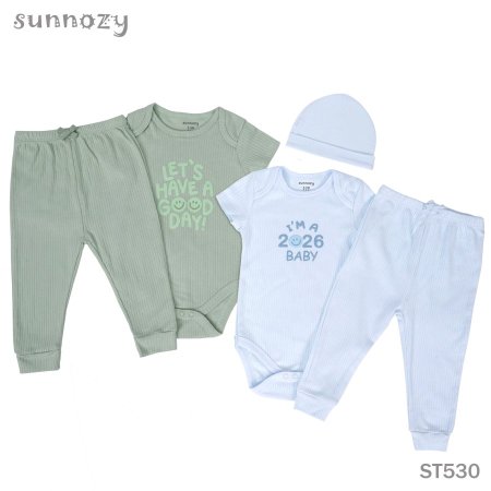 مجموعة طقمين بيبي 5 قطع I am 2026 baby