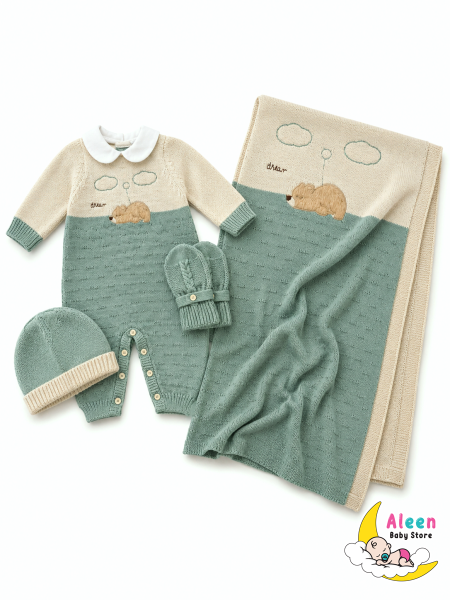 طقم استقبال صوف 4 قطع bear 🧸