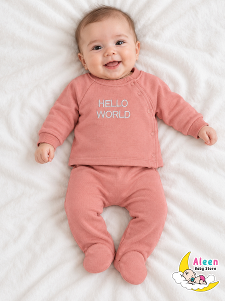 بجامة فوتر تركية للمواليد Hello world