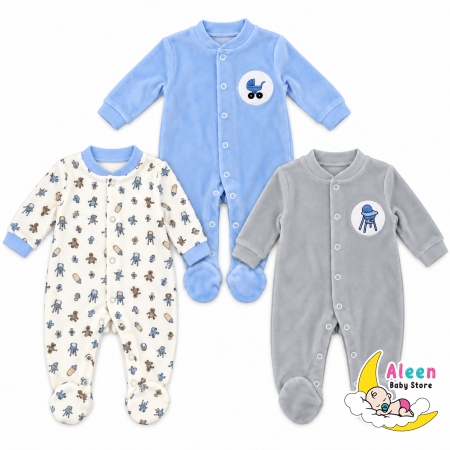طقم 3 افرهولات مخمل baby set